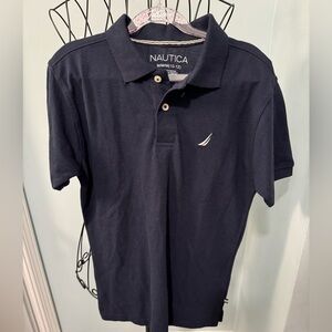 Boys Nautica Navy polo collared shirt school uniform top Medium M (10-12)